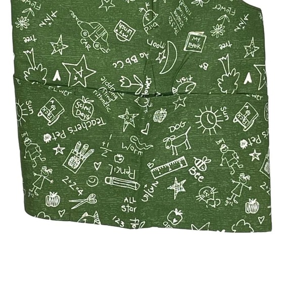 Green Chalk board print unisex Kids  apron, cooking art.  OS - Picture 3 of 7